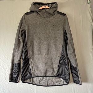 Under Armour Womens ColdGear Infrared Hooded Sweatshirt M Grey Logo Athleisure